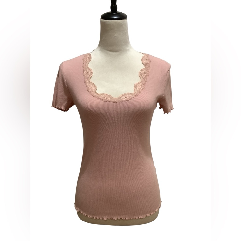 Zara Blush Lace Detail Top Size M